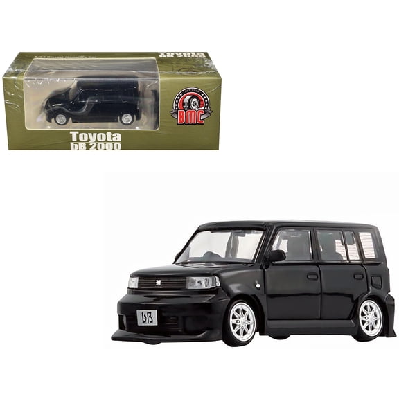 Toyota bB 2000 Van Black with Extra Accessories 1/64 Diecast Model Car by BM Creations
