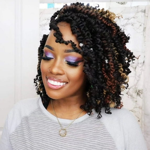 Toyotress Tiana Passion Twist Hair - 10 Inch Pre-twisted Passion Twist Crochet Braids Pre-looped Natural Black Synthetic Braiding Hair Extensions
