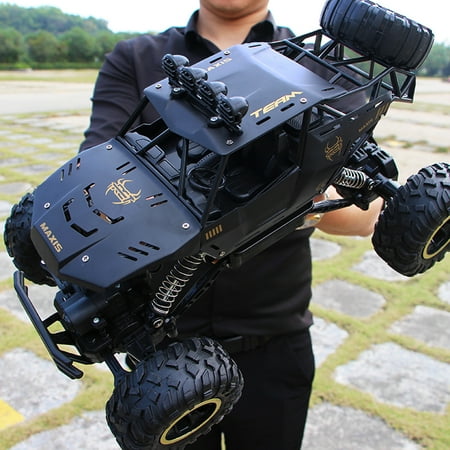 Toyoungoy 1:12 Rc Car,off Road Truck Remote Control Car Metal Shell 2.4G 4WD Dual Motors, with 2 Batteries Black