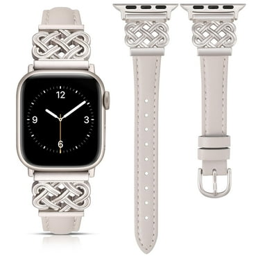 Toyouths Slim Leather, Compatible with Apple Watch Series 9/8/7/6/5/SE/4/3/2/1 Wristwatch Bands