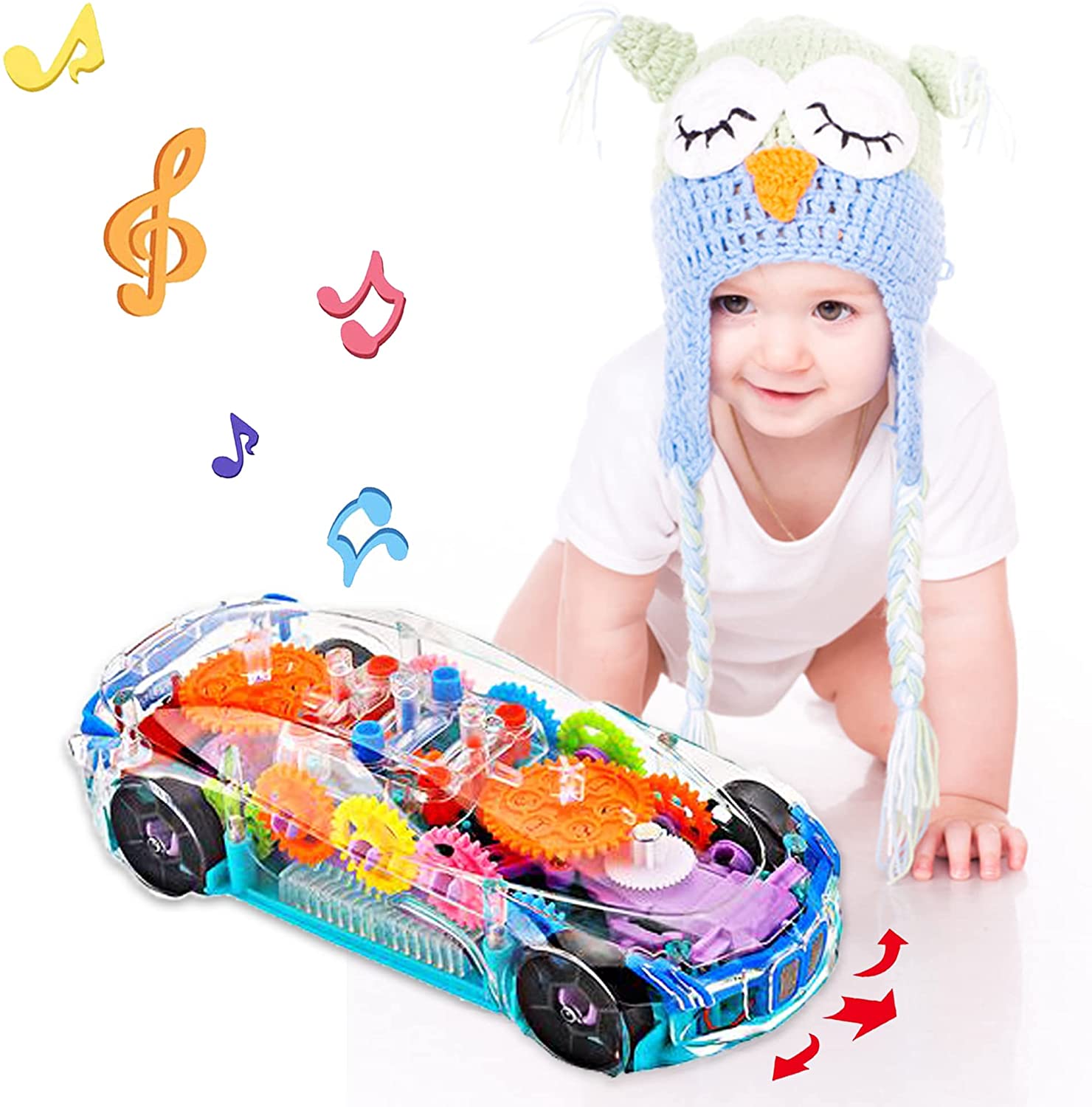 Toys for 1 2 3 Year Old Boy, Baby Toys 6 to 12 Months Electric Car Toys for Boys Girls Toddlers with Cool Light & Sound Effect, Great Christmas