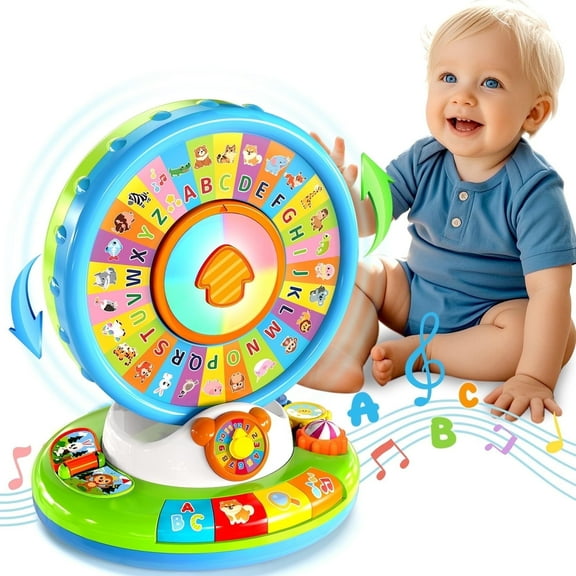 Toys for 1 2 3 Year Old Boy Girl, Musical Spin and Sing Alphabet Zoo, Learning Toys for Toddlers 1-3, Educational Interactive Toys, Christmas Birthday Gift for Baby Boys Girls Age 6-9-12-18 Months