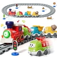 thumbnail image 1 of Toys for 1 2 3 Year Old Boys Girls, Train Set Toy Cars for Toddlers, Electric Train Tracks Playset with Steam, Lights & Music, Toddler Toys for 1+ Year Old Birthday Gifts, 1 of 8