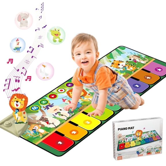 Toys for 1-4 Year Old Boys and Girls, Musical Play Mat for Toddlers - 9 Key Piano Keyboard, 19 Sounds & Recording Function, Portable Dance Mat - Educational Toy Gift for Infant Kids Birthday