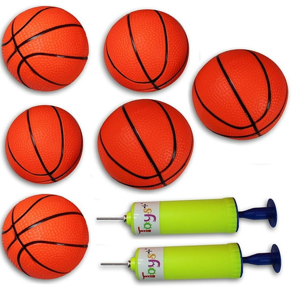 Toys+ 10 Piece! Inflatable Mini Basketballs Includes Pump and Needle Magic Shot Pro Mini Hoop Basketballs (6 Pack)