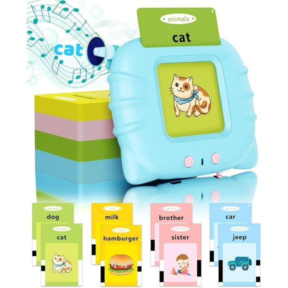 Toys for 2,3,4,5 Year Olds,Talking Flash Card 224 Sight Words,Interactive Montessori Educational Learning Toys,Sensory Toys for Speech Therapy and Autism,Blue