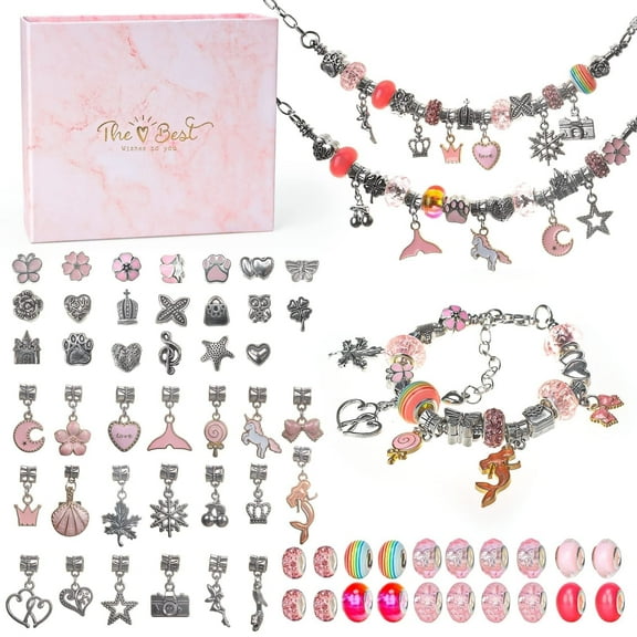 Toys for 4 5 6 Year Old Kids Girl, Jewelry Making Kit Birthday Gifts for Girls Age 6 7 8 9 Art and Craft DIY Charm Bracelet Kit for 8-12 Year Old Girls Kid Crafts Set Toy Bracelet Present