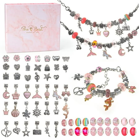 Toys for 4 5 6 Year Old Kids Girl,Jewelry Making Kit Birthday Gifts for Girls Age 7 8 9 Art and Craft DIY Charm Bracelet Kit for 8-12 Year Old Kid Crafts Set Toy Bracelet Present