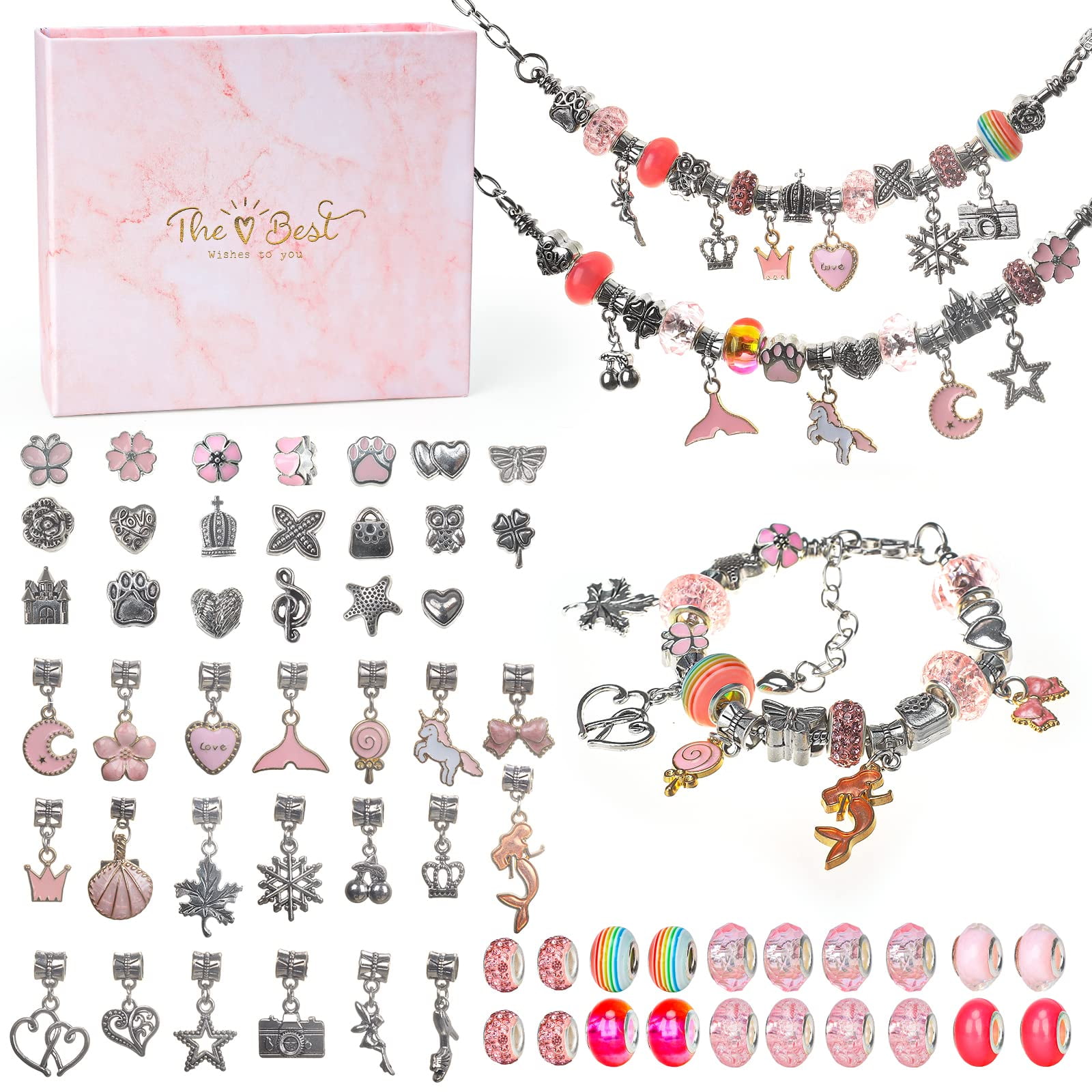 Charm Bracelet Making Kit Girls - Beads For Jewelry Making Kit, Unicorns Arts  Crafts Gifts Set For Teen Girls Age 5 6 7 8-12, With A Portable Bracele