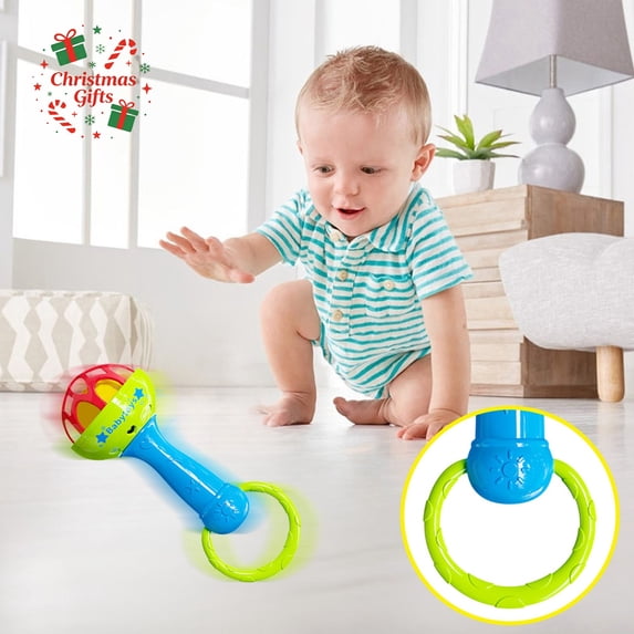 Toys Under 5$ Newborn Baby Toys Rattle for 0-6-12 Months, Hand Ringing Bells for Boys Girls 0-12 Months, Soothing Teething Toy, Sensory Development Rattle, Christmas Stocking Stuffers Gifts for Kids