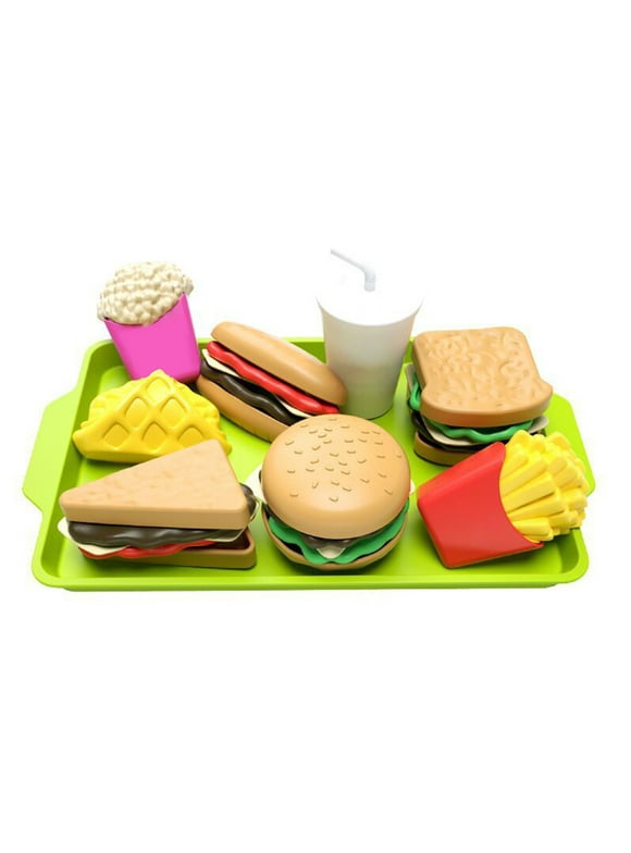 Toys Big Clearance Savings! SRUILUO Kids Pretend Play Food Sets Fake Food Toy Toddler Play Kitchen Accessories Hamburger & Sandwich Toys for Boys Girls （9Pcs）