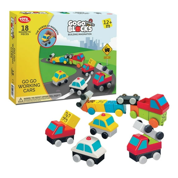 Toys By People Go Go Working Cars - Go Go Magnetic Blocks - 18 PC Set