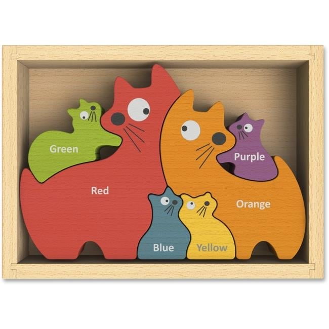 Toys Cat Family Bilingual Puzzle - Rubberwood, Assorted Color
