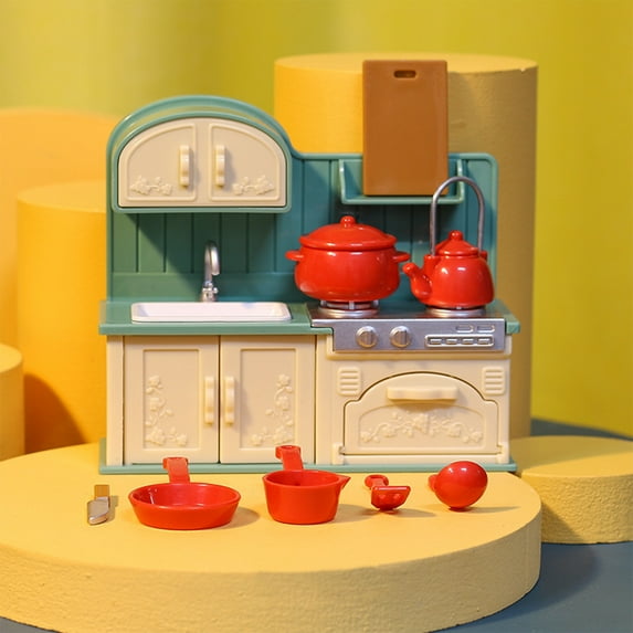 CWCWFHZH Dollhouse Furniture Kitchen Play Set Bookstore Playground Miniature Refrigerator Set Pretend Play Scene Accessories Toys Education Toys