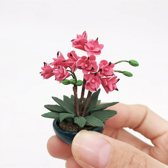Toys Clearance 2023! CWCWFHZH Mini Dollhouse Miniature Green Plant Flower in Pot Garden Accessory Pretend Play Toys