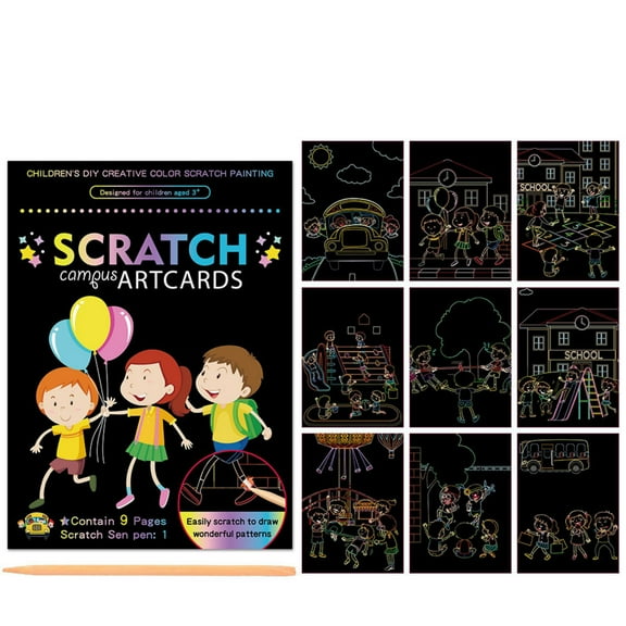 CWCWFHZH Scratch Paper Art Colorful Drawing Art Book with 1 Scratch Pen for Birthday Christmas Party Games Kits Drawing Painting Toys
