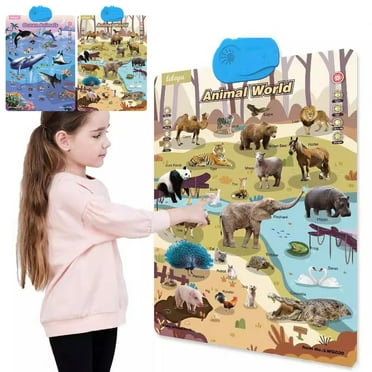 Toys Clearance! DIVVce Electronic Alphabet Wall Chart,Zoo Animal Sounds&Memory Toddler Activities,Learning Animals Resources,Kids Learning Poster Interactive Educational Toddler Toy, Preschool Gifts