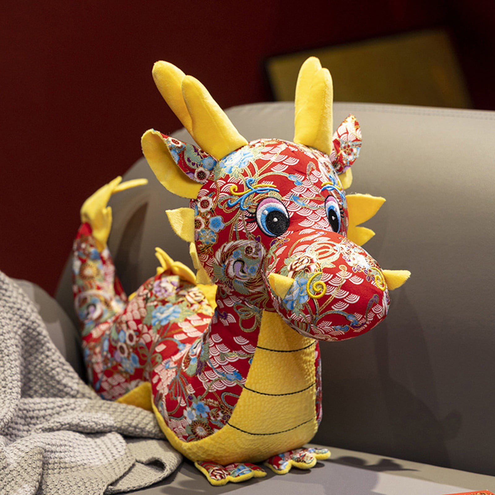Toys Cute Plushies Funny Toy, Chinese New Year Dragon Mascot Plush Toy 25cm, Dragon Mascot Chinese Lunar New Year Toy for Holiday Indoor Home Decoration New Year