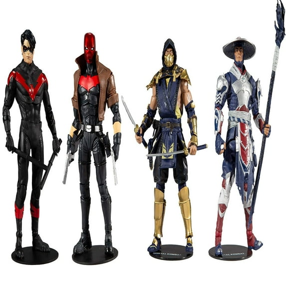 Toys DC Multiverse Red Hood and Nightwing 7" Action Figure Multipack + Toys Mortal Kombat Scorpion and Raiden 7" Action Figure Multipack, Pack of 2