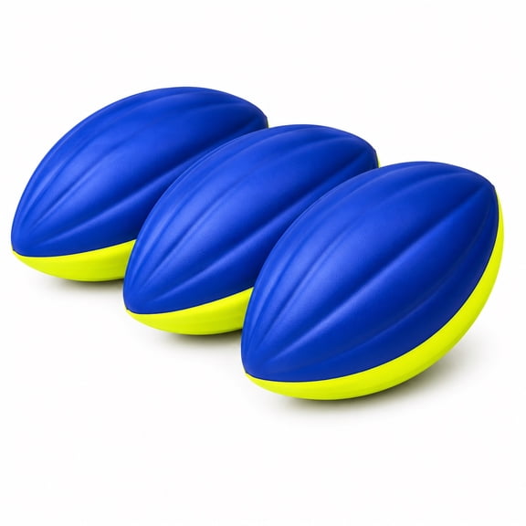 Toys+ Foam Spiral Football, Blue and Yellow, 8.5" 3 PACK