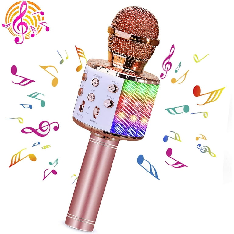 Toys For 3-16 Years Old Girls Gifts,Karaoke Microphone For Kids Age  4-12,Best Fun Birthday Gifts For 5 6 7 8 9 10 11 Years Teens Girl Boys(Gold)