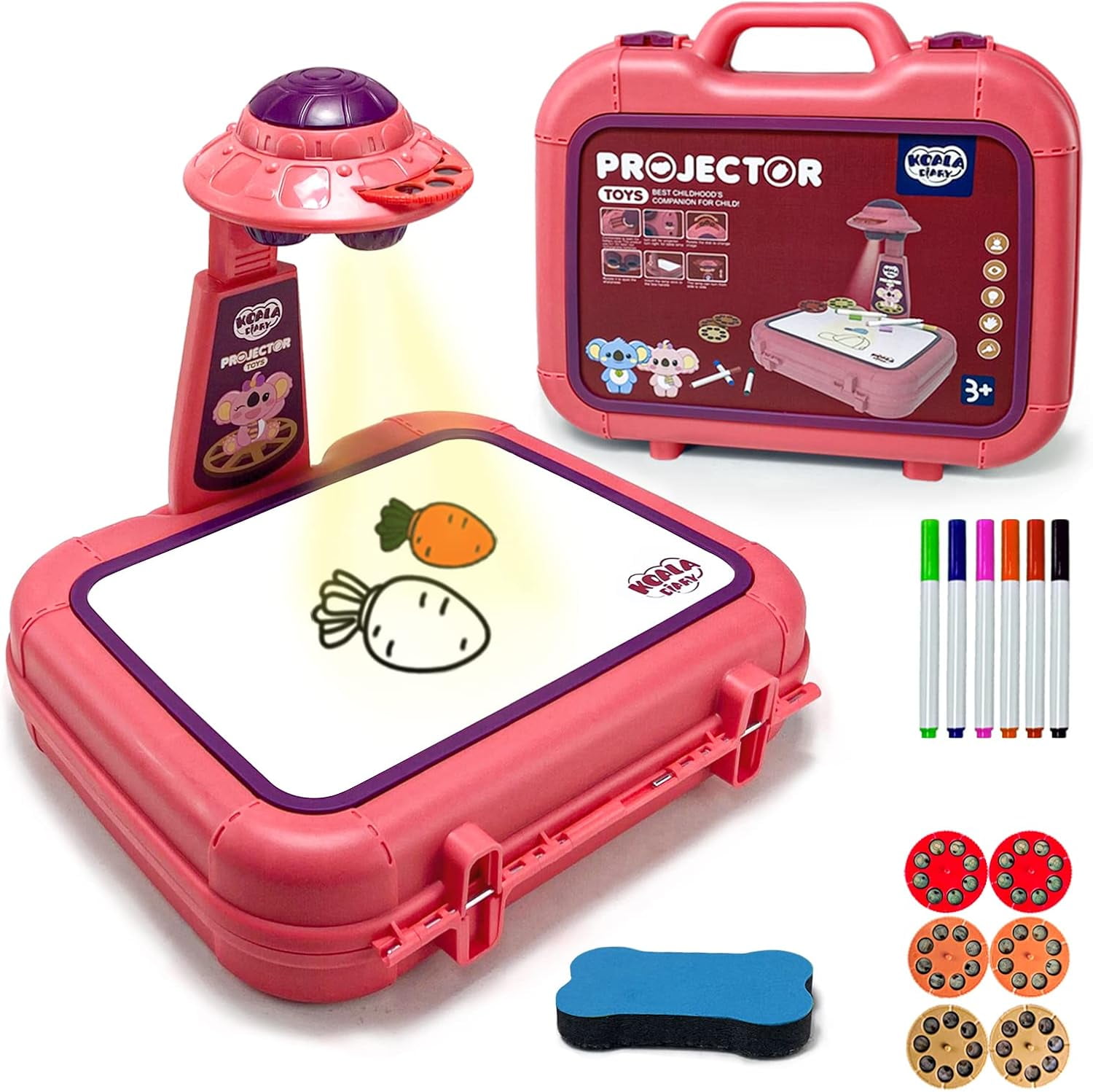 Toys for Girls 4-6, Drawing Projector for Kids, Art Sketch Projector Drawing & Tracing Include 48 Projection Image, Color Pen, Drawing Stencil, Kids Learn How to Draw Toys Set for Boys Girl ages 3-5