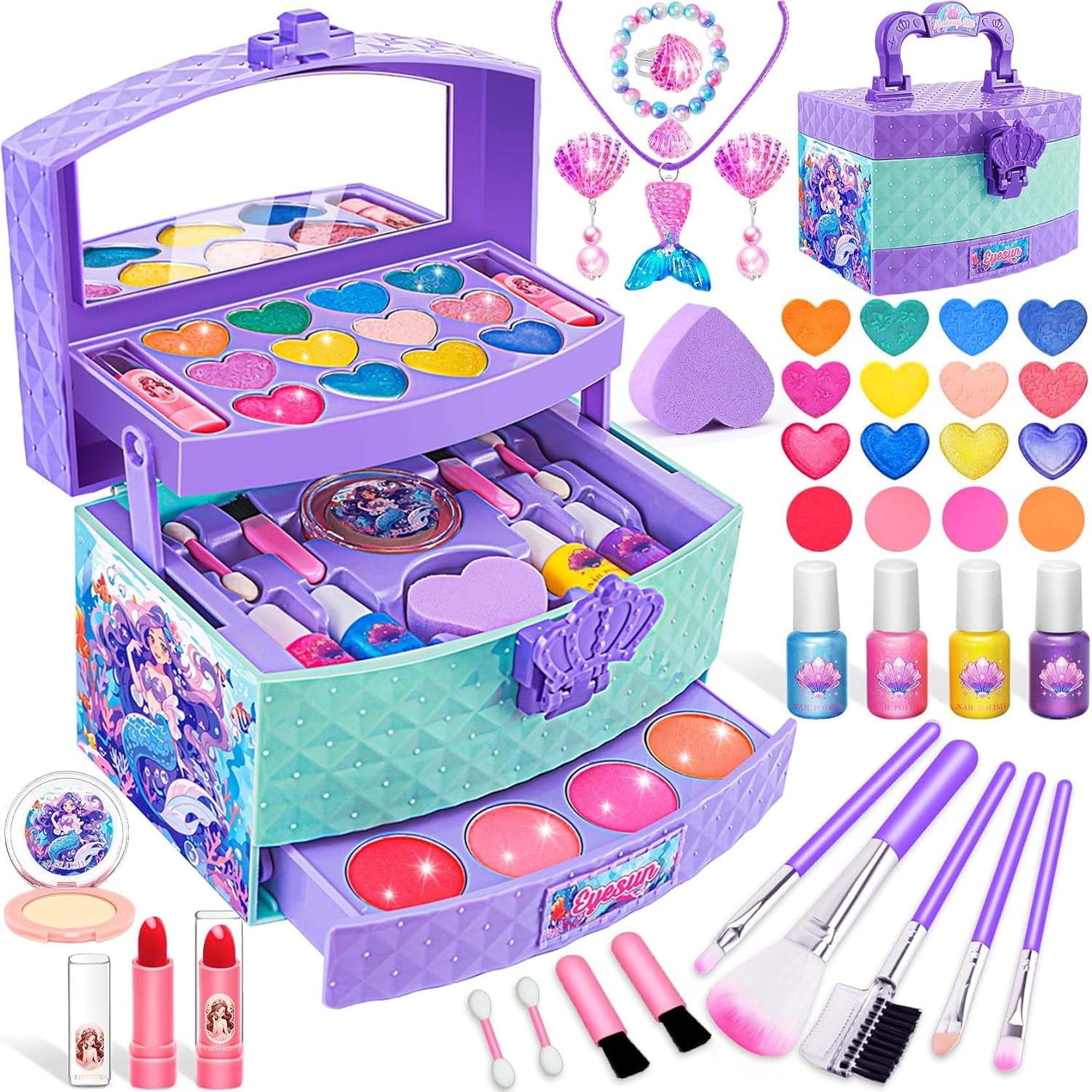 Toys for Girls,Real Kids-Makeup-Kit-for-Girl,Washable Pretend Toddler ...