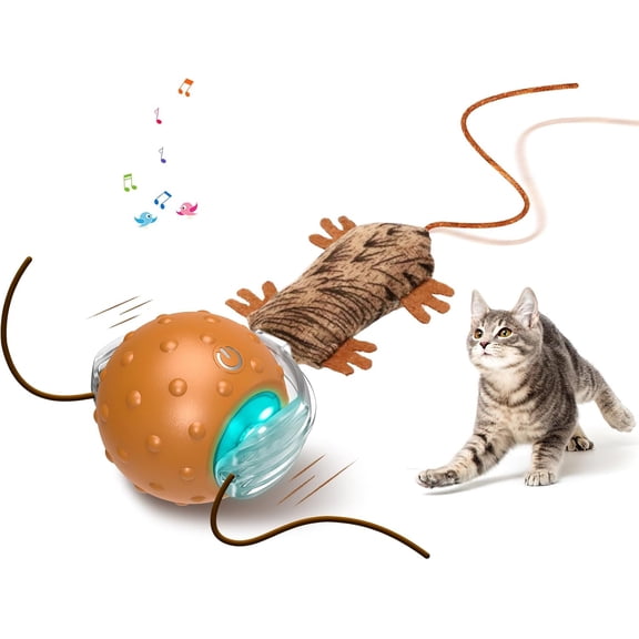 Toys Interactive Self Rolling Balls with Tails Automatic Moving Carpet, Rechargeable & Motion Activated