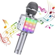 GLUAAE Toys For 3-16 Years Old Girls Gifts,Karaoke Microphone for Kids,Best Fun Birthday Gifts for Teens Girl Boys(Silver)