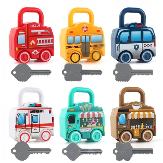 Toys for Kids Ages 4-8 Lock and Key Car Toys Counting Matching & Sorting Toys with Numbers and Vehicle Names Montessori Early Learning Toy Gift for Preschool Children Educational Toy