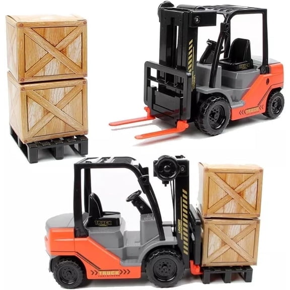 Toy Forklift Truck with Wooden Crates, Kids fork lift truck 1:22 Scale,