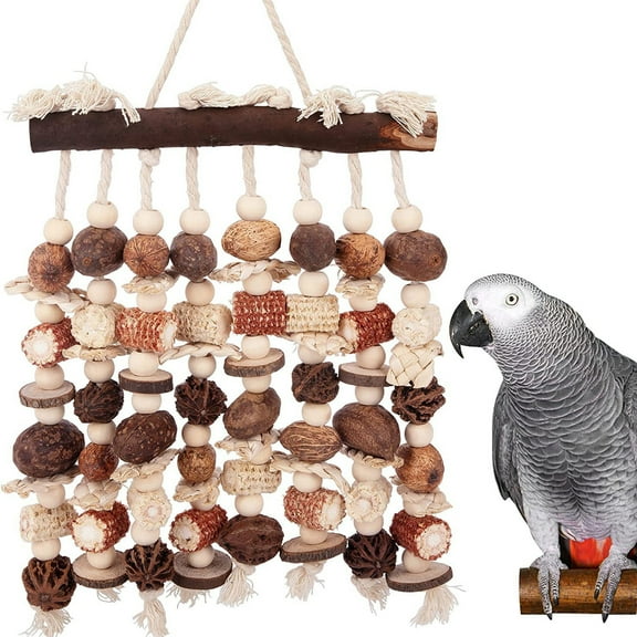 Toys Large Chewing Toys Color Wooden Bird Cage Toy Natural Corn Nuts Toy For African Grey Macaws Cockatoos And Other Large Birds
