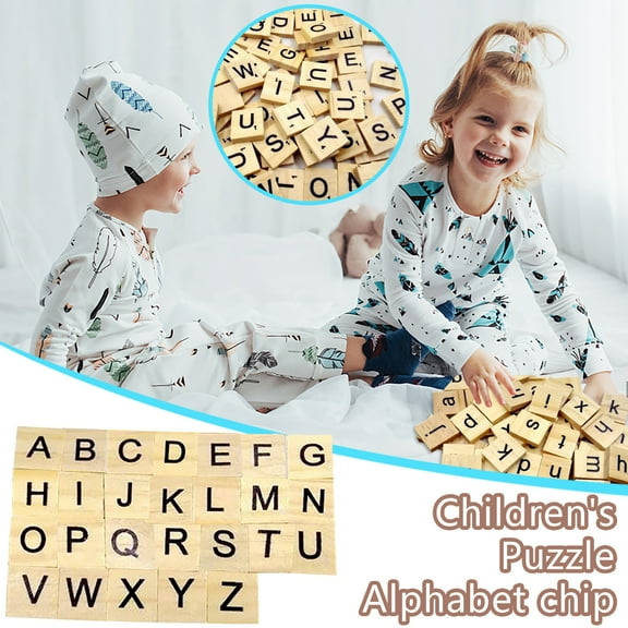 Latrodar Christmas Gifts Toys 26 Letters Early Childhood Education Puzzle Letters Wood Chips Wood Creative Gifts 3.2x0.8 Inch