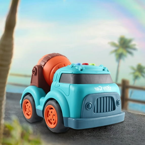 Latrodar Toddler Car Sound & Light Music Simulation Engineering Car Toy Car Mini Excavator Cement Car Boys Girls Gift Blue Upgraded 6.8x5 Inch