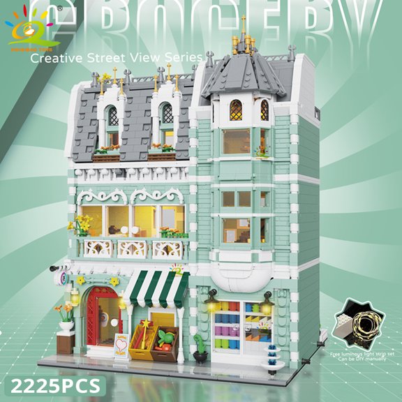 Toys MOC City Corner Coffee Shop Architecture Style Street View Micro Building Blocks for Children Construction Bricks