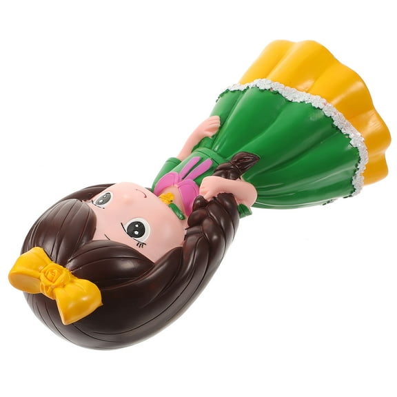 OUNONA Adorable Princess Shaped Piggy Bank for Kids with Vinyl Material Green Color Ideal Gift for Storage