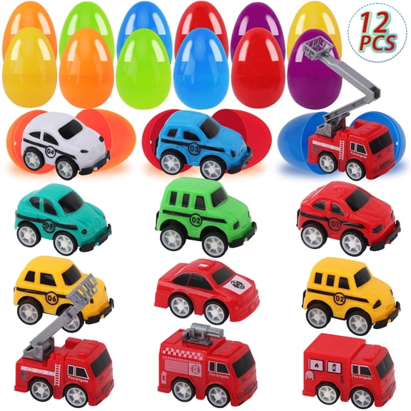 Toys Pull Back Vehicles, 12 Pack Mini Assorted Construction Vehicles and Race Car Toy for Kids and Toddlers
