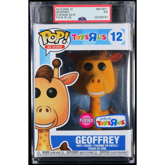 Toys R Us, PSA Graded 8.5 NM-MT+, Geoffrey Collectible Vinyl Figure #12, Fully Encapsulated Bundle with Compatible Funko Pop! PSA Hard Protector Case