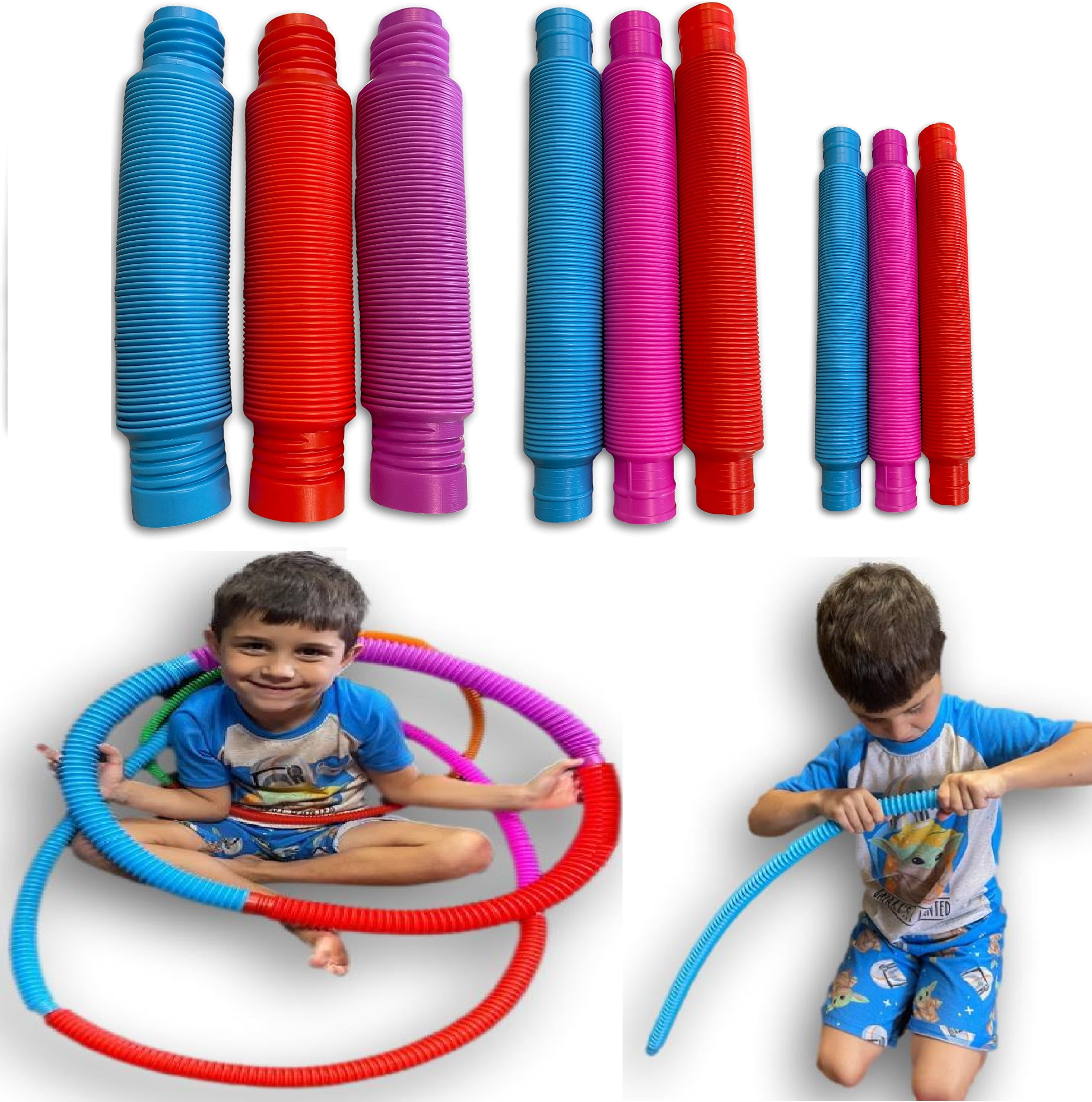 Toys+ Sensory Fidget Tubes Pull Pop for Autistic Children ADHD 9 Pack ...