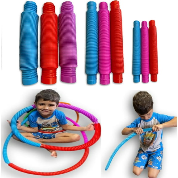 Toys+ Sensory Fidget Tubes Pull Pop for Autistic Children ADHD 9 Pack