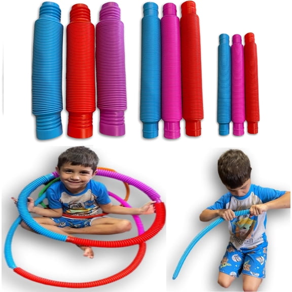 Toys+ Sensory Fidget Tubes Pull Pop for Autistic Children ADHD 9 Pack