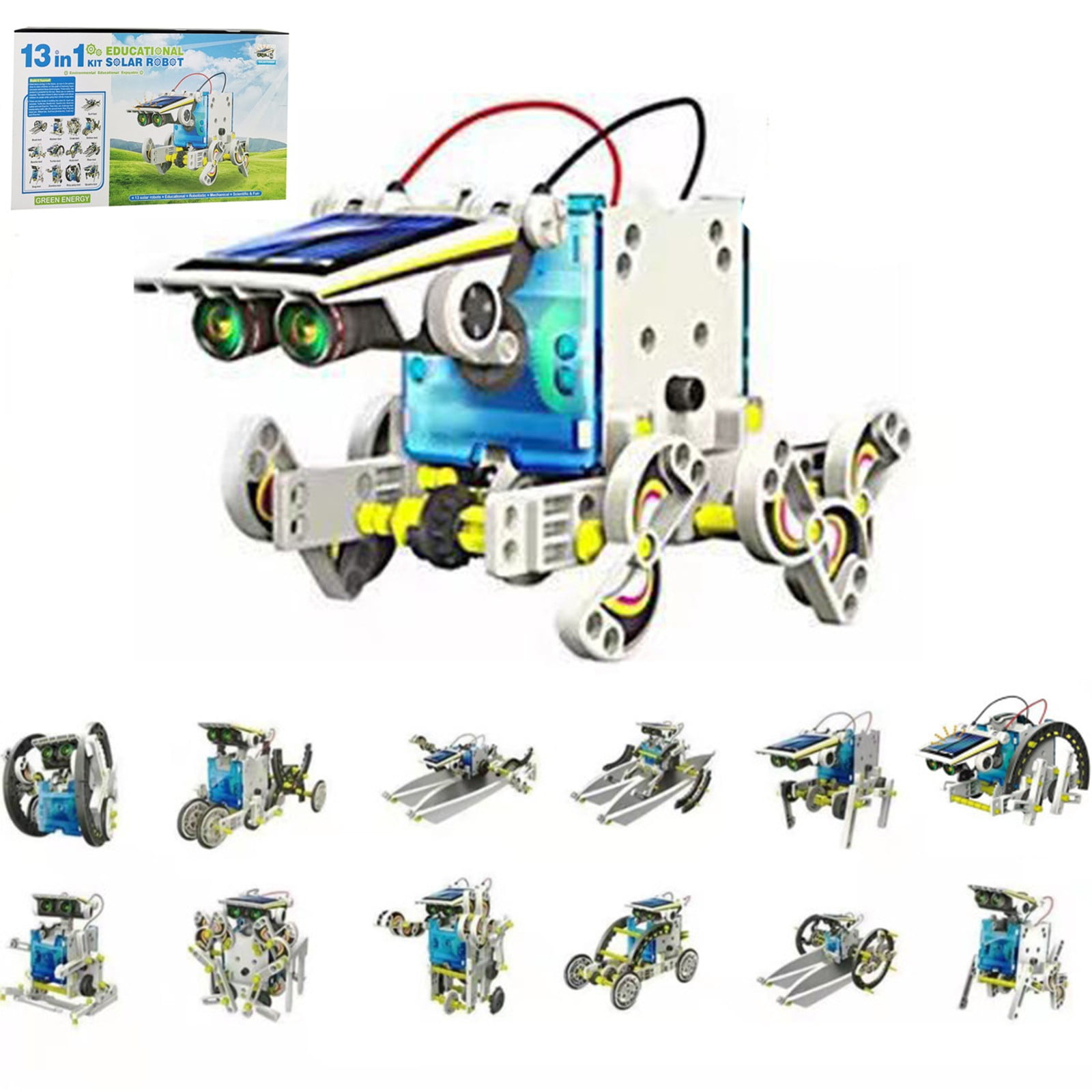 Toys Solar Robot Kit For Kids, 13in1 Educational STEM Science Toy, Solar Power Building Kit
