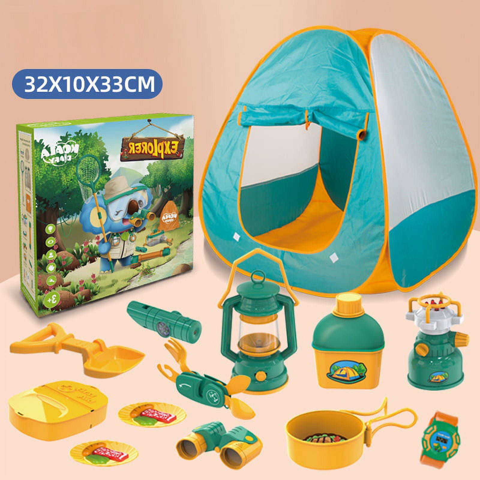 Toys coordinates Explorers Kids Pop Up Play Tent with Camping Gear Outdoor  Toy Tools Set (18 Pieces) 