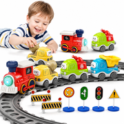 Toys for 3+ Year Old Boy Girl, Train Set Toy for Toddlers, Electric Train Car Track Play Set with Steam, Light & Music, Christmas Birthday Gifts