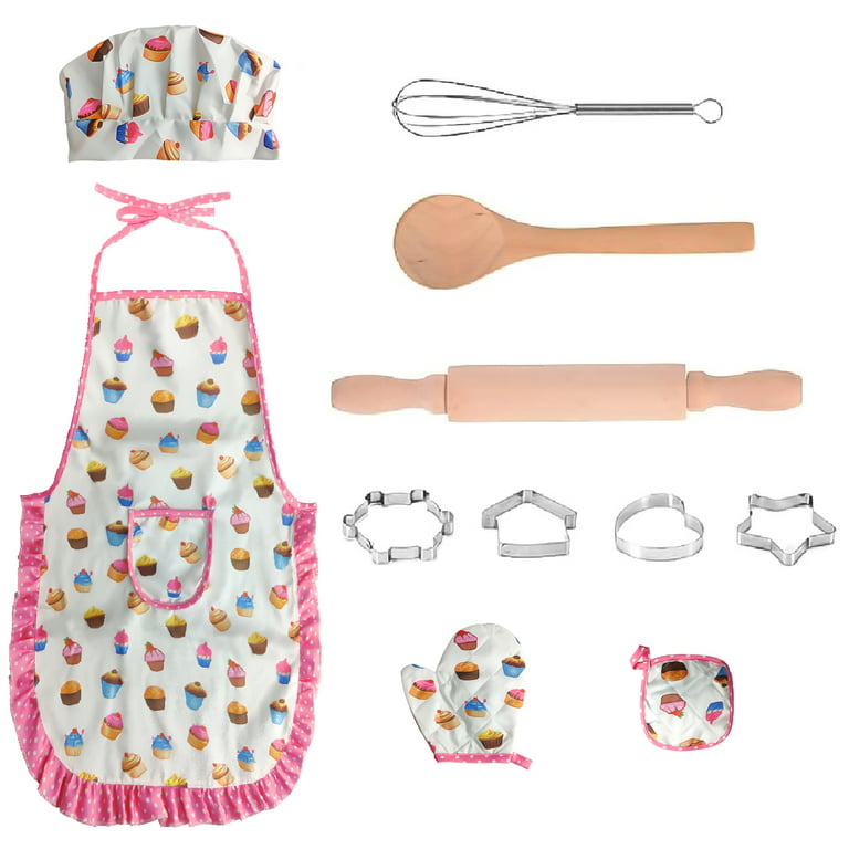 Toyze Gifts for 3-8 Year Old Girls, Kids Apron for Girls Kids Cooking Set,  Toddler
