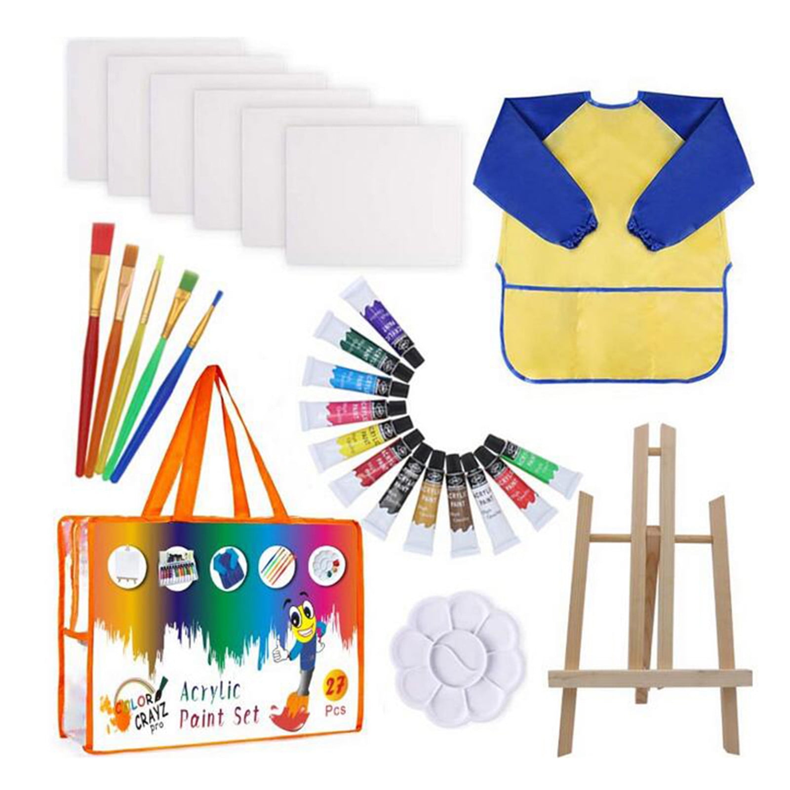 Toys for 6+ Year Old Boys Toys for 8 Year Old Girls 27Pc Acrlic Paint Pigment set Contains paintbrush,easel,palette,drawing paper
