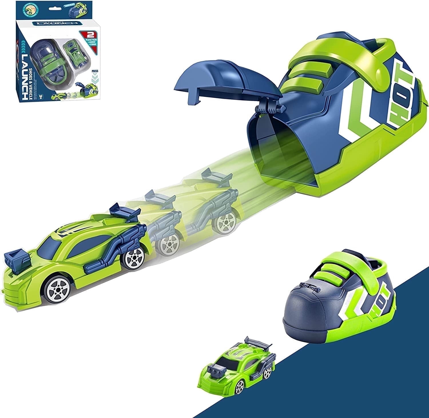Toys for Boys 3-6 Years, Kids' Creative Ejection Car Toys, Baby Toys Shoe Cars, Toddler Toys for 3+ Year Old Boy Girls Birthday (Green)