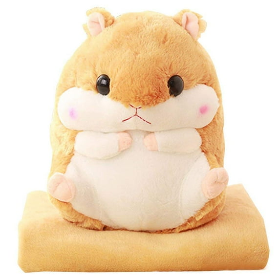 Toys for Boys Girls 3-6 Years 2 in 1 Cartoon Hamster Cushion Blanket Set Cute Plush Stuffed Throw Pillow with Blanket Toy Home Office