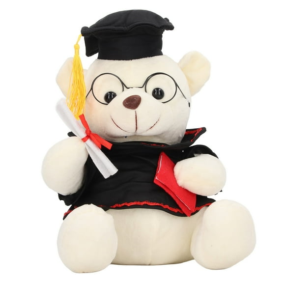 Toys for Boys Girls 3-6 Years Little Bear Plush Doll with Gown Cap Diploma Bear Stuffed Doll Toy Stuffed Animal Plush Toy for Graduation Gifts White