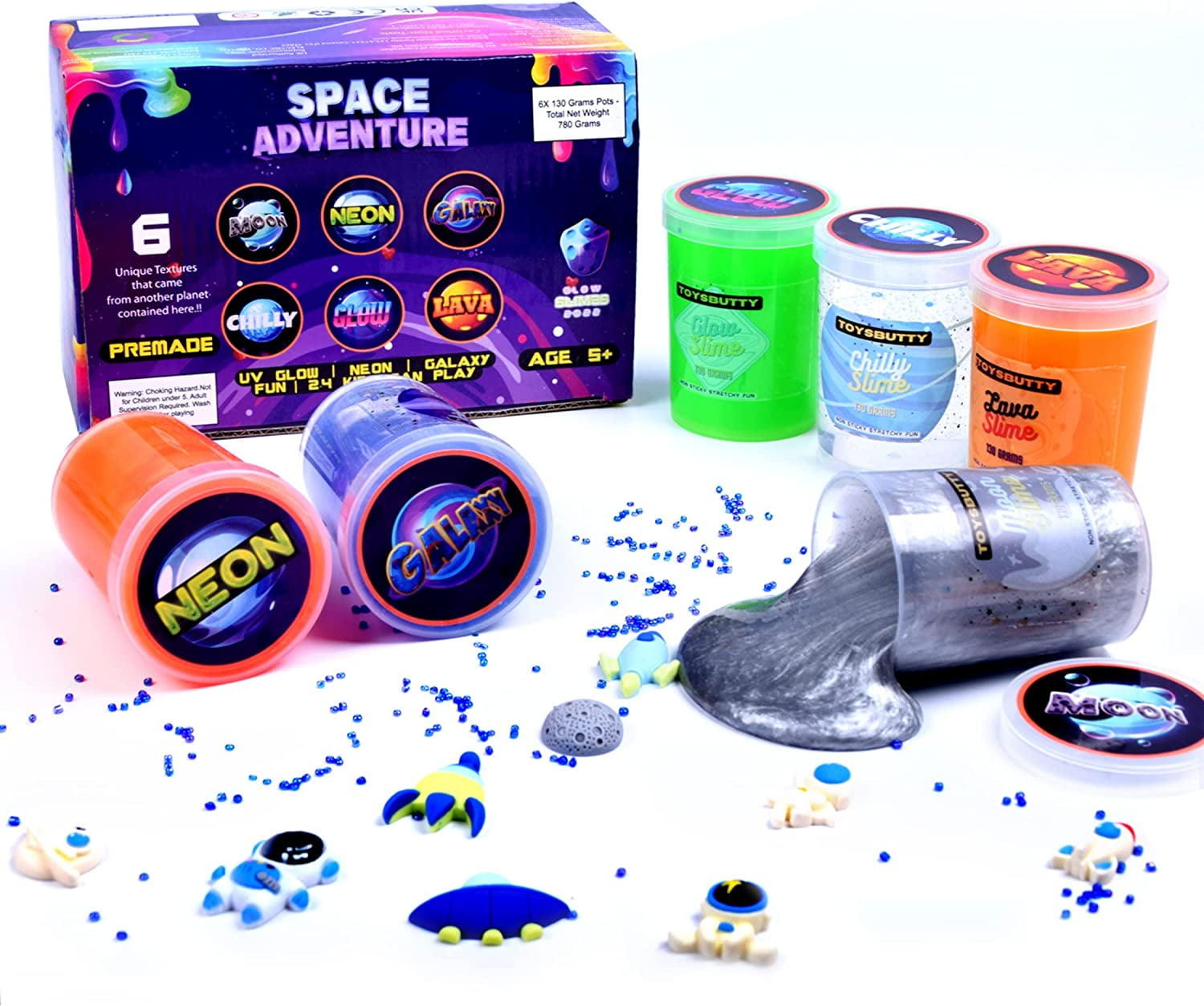ToysButty 6 Pack Galaxy Slime Kit Glow in Dark Putty for Kids